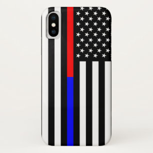 blue red thin line police firefighters symbol usa iPhone x case