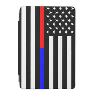 blue red thin line police firefighters symbol usa iPad mini cover