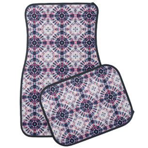 Blue & Red Tie Dye Pattern Car Floor Mat