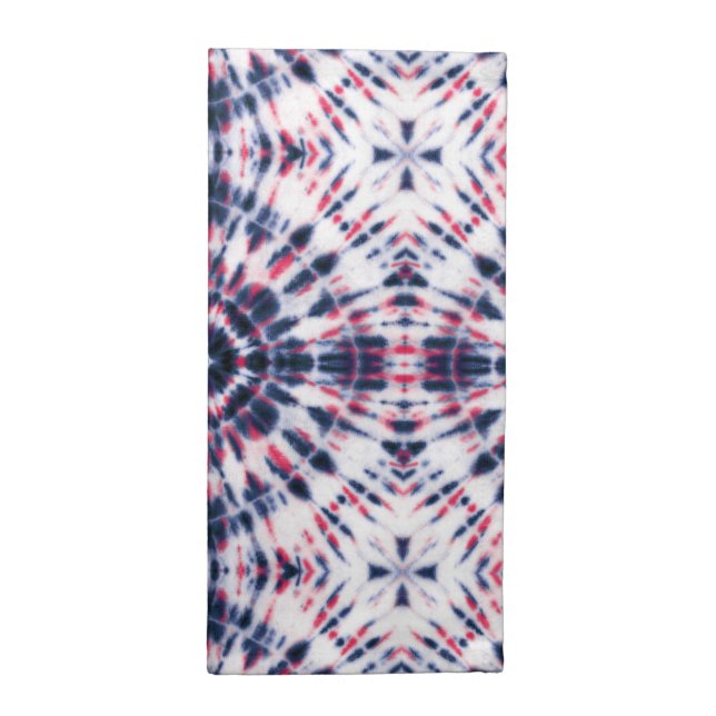 Blue & Red Tie Dye Pattern Cloth Napkin (Half Fold)