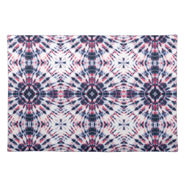 Blue & Red Tie Dye Pattern Cloth Placemat (Front)