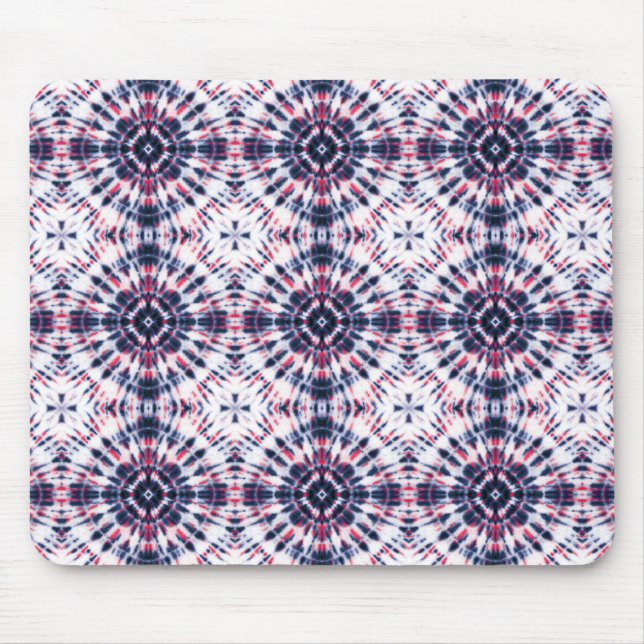 Blue & Red Tie Dye Pattern Mouse Pad (Front)