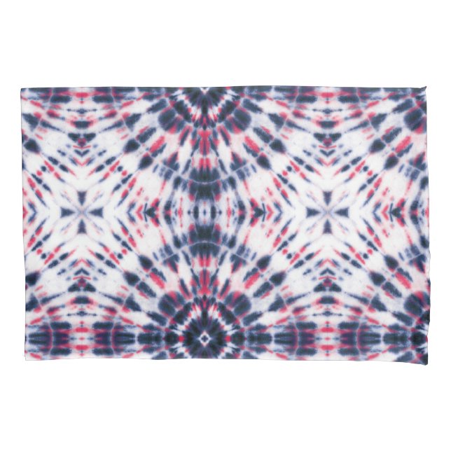 Blue & Red Tie Dye Pattern Pillow Case (Front-Left)