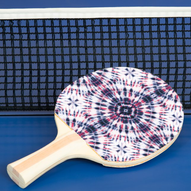 Blue & Red Tie Dye Pattern Ping Pong Paddle (Insitu)