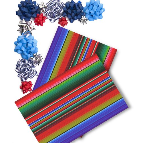 Blue Red Traditional Fiesta Mexican Blanket Tissue Paper