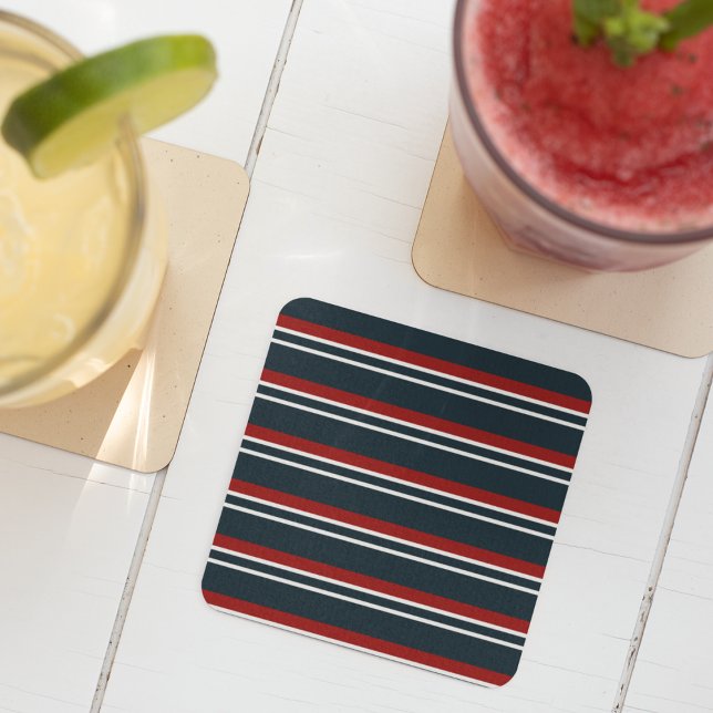 Blue Red uniform Stripes Coaster Set (4 set coaster)