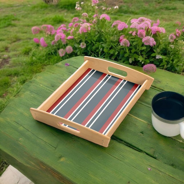 Blue Red uniform Stripes Serving Tray (Serving Tray)