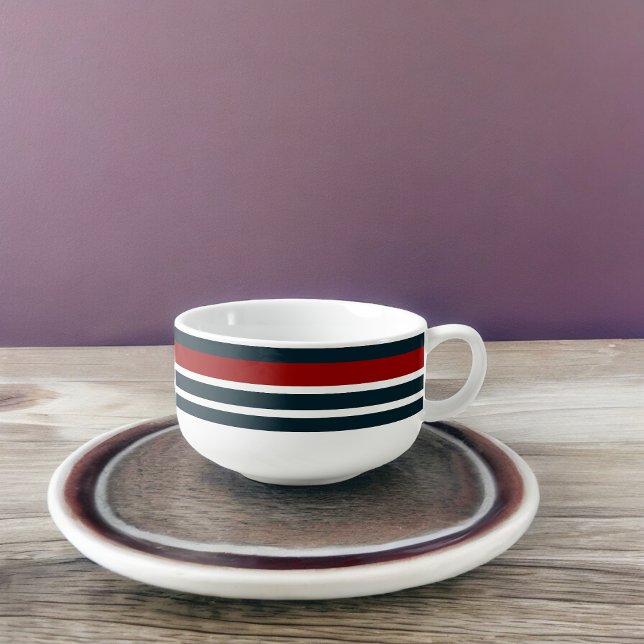 Blue Red uniform Stripes Soup Mug (Soup Mug)