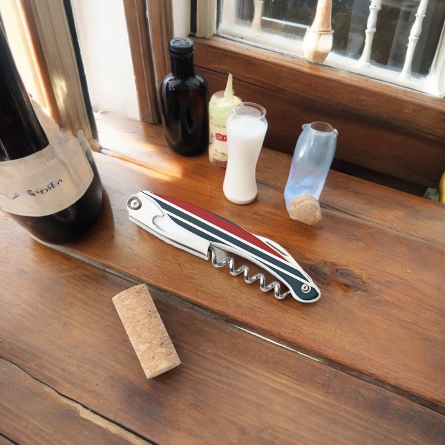 Blue Red uniform Stripes Waiter's Corkscrew (Corkscrew Bottle Opener)