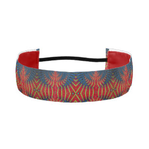 Blue Red Unique Pattern Cool Trippy Ethnic Tribal Athletic Headband