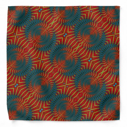  Blue Red Unique Pattern Cool Trippy Ethnic Tribal Bandana