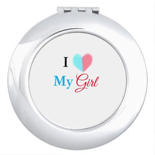 Blue red watercolor heart I love my girl name Compact Mirror