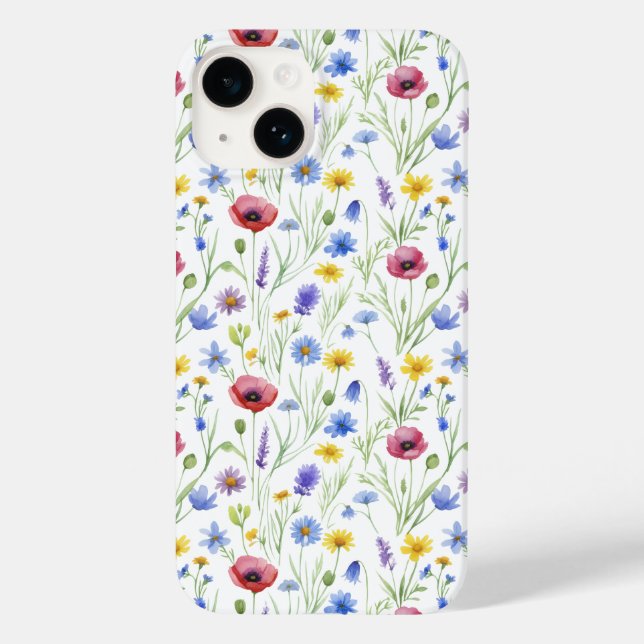 Blue Red Watercolor Wildflower Case-Mate iPhone Case (Back)