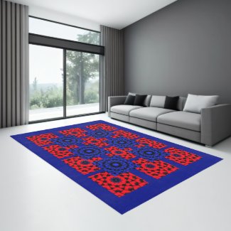 Blue Red Weave Modern Geometric Indoor Area Rug