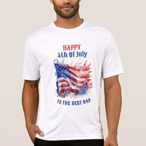 Blue Red White 4th of July watercolor T_Shirt