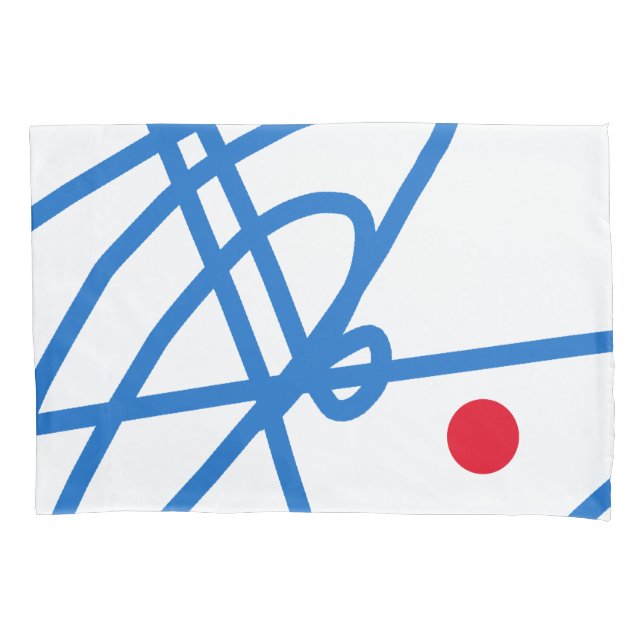 Blue Red White Abstract Art Pillow Case (Front)