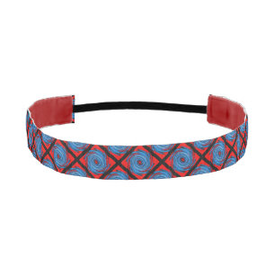 Blue Red White Black Swirl Pattern Athletic Headband