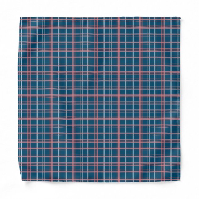 Blue Red White Buffalo Lumberjack Plaids Pattern   Bandana (Front)