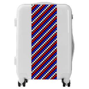 blue and white striped suitcase