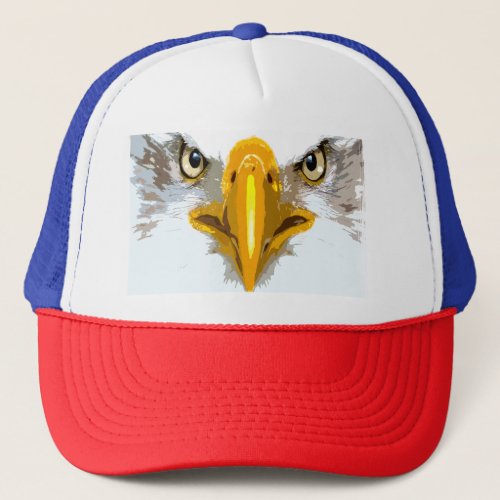 Blue Red White Eagle Head Pop Art Modern Elegant Trucker Hat