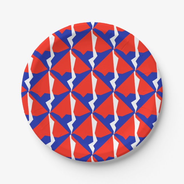 Blue Red White Flag Colours Paper Plates (Front)
