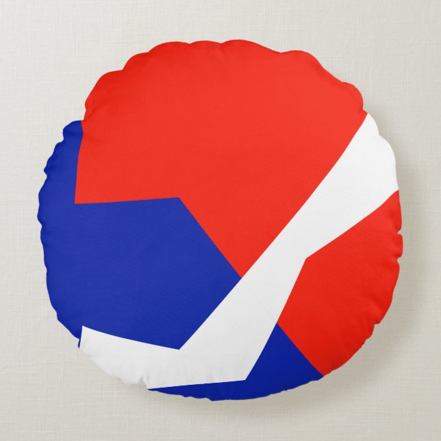 Blue Red White Flag Colours Round Pillow (Front)