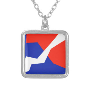 Blue Red White Flag Colours Silver Plated Necklace