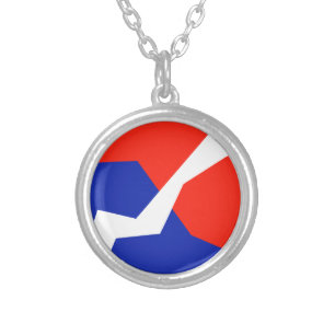 Blue Red White Flag Colours Silver Plated Necklace