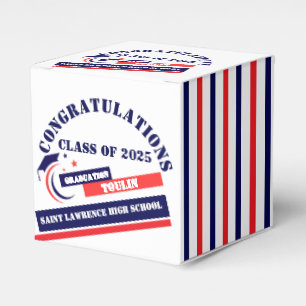 Blue Red White Graduation 2025 Custom Party Favor Boxes