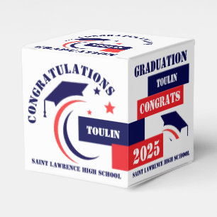 Blue Red White Graduation 2025 Custom Party Favor Boxes