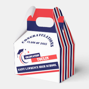 Blue Red White Graduation 2025 Custom Party Favor Boxes