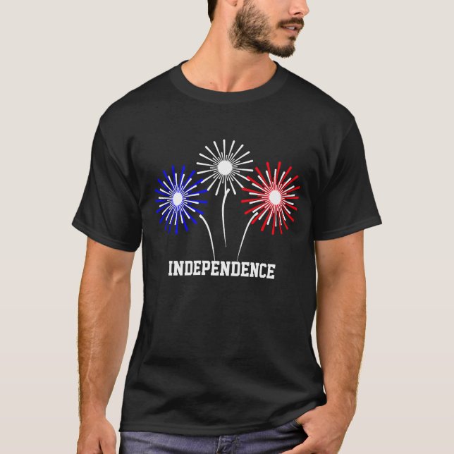 Blue Red White Independence Fireworks T-Shirt (Front)
