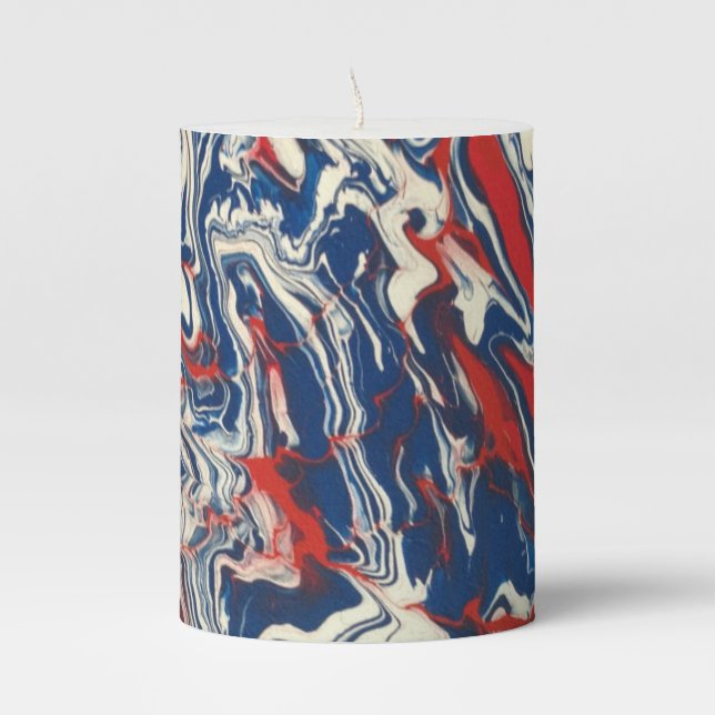 Blue, Red, White Pillar Candle (Front)