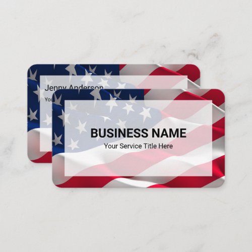 Blue Red White Simple Minimalist American Flag Business Card