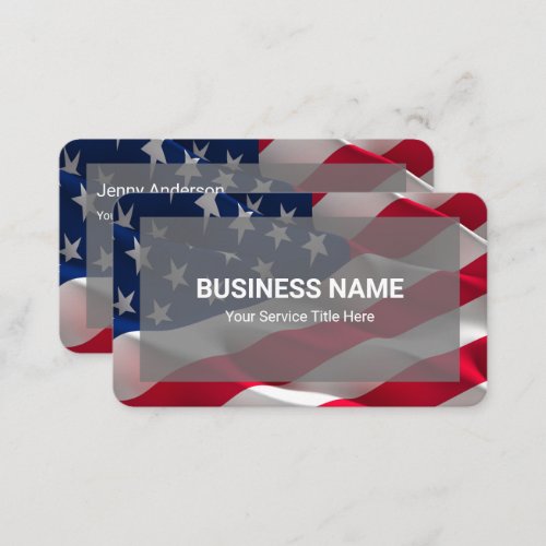 Blue Red White Simple Minimalist American Flag Business Card