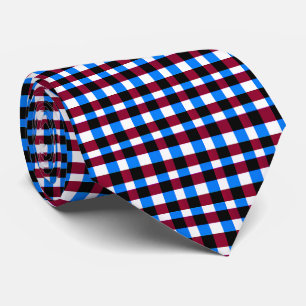 Blue Red White Squares Neck Tie