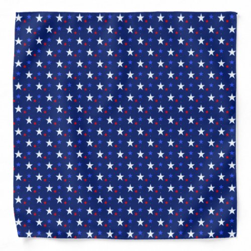 Blue Red White Star Pattern on Blue Bandana