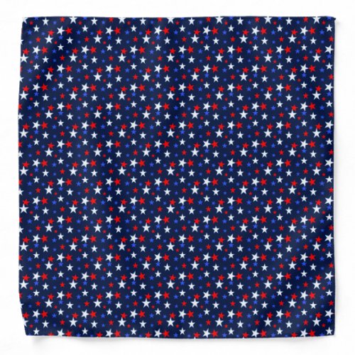 Blue Red White Star Pattern on Navy Blue Bandana