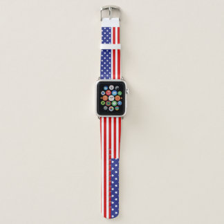 Blue Red White Stars and Stripes USA Flag Design Apple Watch Band