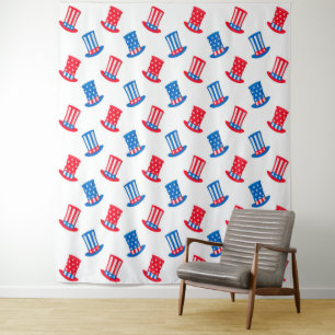 Blue Red & White USA Patriotic Tapestry Backdrop