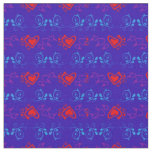 Blue &amp; Red with Hearts Fabric Pattern by Serenity