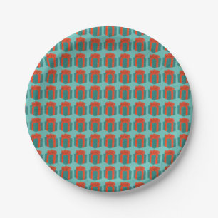 Blue Red Wrapped Holiday Birthday Hanukkah Present Paper Plates