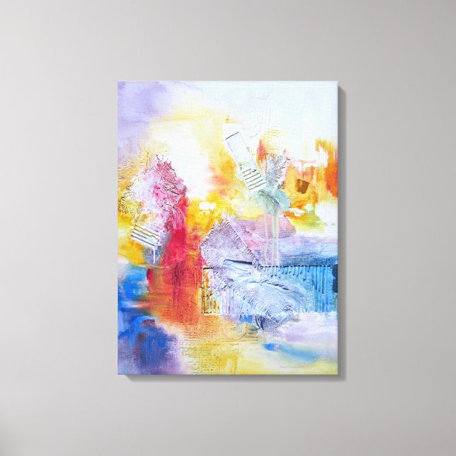 Blue Red Yellow Abstract Art Canvas Print (Front)