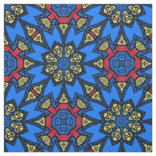 Blue Red Yellow African Tribal Ethnic Pattern Fabric