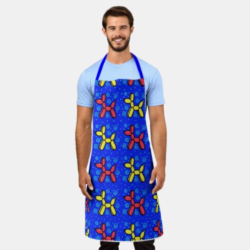 Blue Red Yellow Balloon Dogs Apron