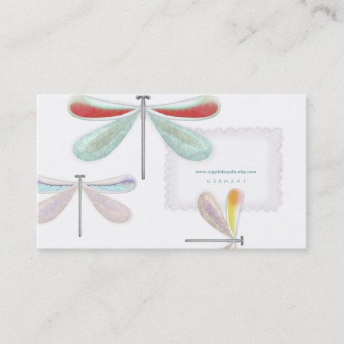 Blue red yellow butterfly night delicate silk Busi Business Card