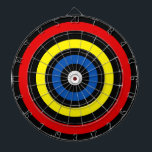 Blue Red & Yellow Circles on Black Dart Board<br><div class="desc">Blue Red & Yellow Circles on Black.</div>