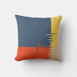 Blue Red Yellow Cream Throw Pillow