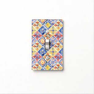 Blue Red Yellow Floral Abstract Cinco de Mayo Light Switch Cover