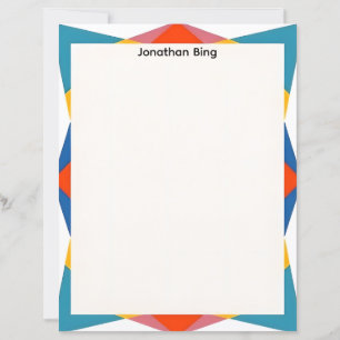 Blue Red Yellow Geometric Stationery Paper
